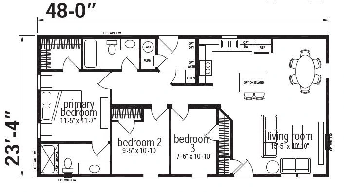 Tundra Ranch Double Wide Mobile Home Cedar Cove Series – 24 x 48 - Image 2