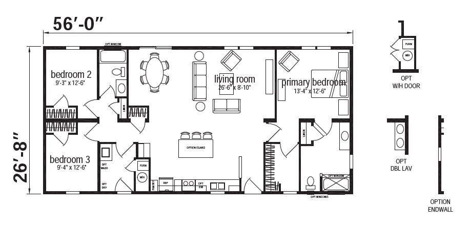 Waterfall Ranch Double Wide Mobile Home Cedar Cove Series – 28 x 56